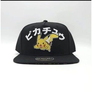 ✅️Pokémon Pikachu Black Snapback Hat Cap Adjustable One Size Fits All